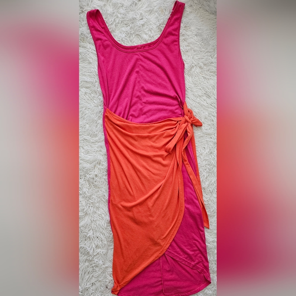 Pink and Orange Wrap Dress